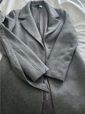 H&M Gray Wool-Blend Trench Coat